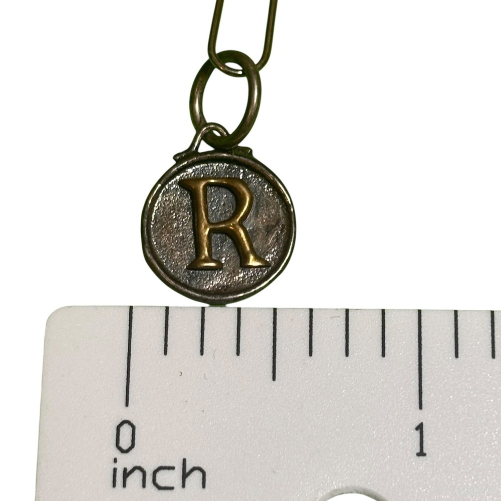 Waxing Poetic Insignia Initial R Charm Pendant Sterling Silver Brass 925 Round